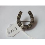 Silver large paste horseshoe brooch