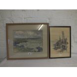 RICHARD BEAUMONT – Estuary edge – 9.5 x 13Signed and inscribed plus a drawing by same