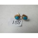 Pair 9ct turquoise ear studs