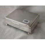 Good quality Art Deco cigarette box, 6.5” wide B’ham 1940 by WN ltd.