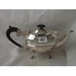 BOAT SHAPED CAPE PATTERN TEAPOT, 11” over spout B’ham 1905 by RJK 630g.