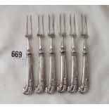 Set of six pistol handle dessert forks, Shef with CCR