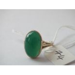 9ct green stone cabouchon ring approx size M 4.3g inc