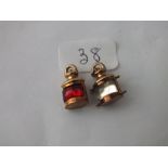 Two 9ct ships lamps charms