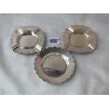 Set of three crested ashtrays, 3.5” dia. B’ham 1895 118g.