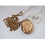 9ct back & front locket on 9ct fancy neck chain 6.3g inc