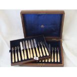 Boxed set of twelve pairs of dessert eaters with mounted handles,1900 by GH