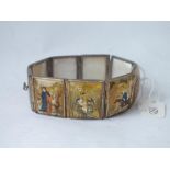 Oriental painted m.o.p panel bracelet