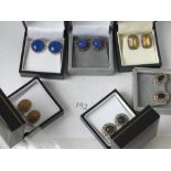 Six pairs silver earrings in boxes