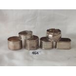Group of six napkin rings, 128g.