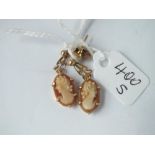 Pair of 9ct cameo drop earrings