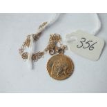 Small 9ct St Christopher medallion on 9ct fine link chain 1.7g inc