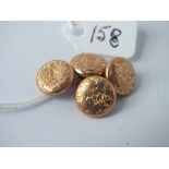 Pair of 15ct gold engraved circular cufflinks