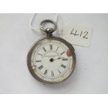 Silver centre seconds chronograph pocket watch (face damaged)