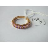 18ct 7 stone pink sapphire half hoop ring – size N – 4.4gms
