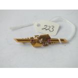 15ct gold ruby & diamond brooch 2.6g inc