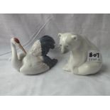 Lladro ‘bear and a stork’ – 4” wide