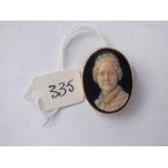 Gold mounted hard stone cameo of a lady