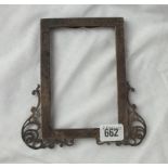 Rectangular photo frame with pierced decoration at the cornices 7” high - marks rubbed