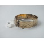 22ct gold on heavy silver wide bangle 44g