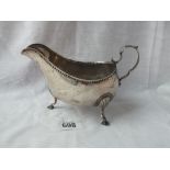 George III Irish sauce boat with punched rim – 6.5” long – Dublin 1771 – by IE – 170gms