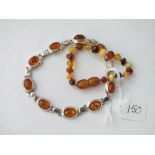 Silver and amber bracelet also a childs amber bracelet