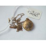 Gold back & front locket on gold chain