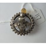 Scottish style silver brooch with yellow stone