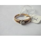 Gold solitaire diamond ring approx. size N 2g
