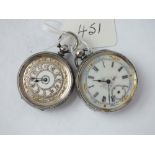 Two ladies silver fob watches