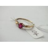 9ct ruby & diamond ring approx. size T