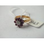 18ct ruby & diamond cluster ring approx. size L