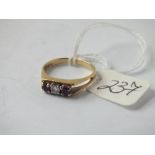 18ct gold three stone ruby & diamond ring approx. size M 3g inc