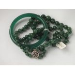 Green glass necklace & bangle