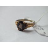 9ct smoky quartz ring – size R - 3.1gms