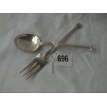 Christening spoon & fork – B’ham 1944 – by H&F