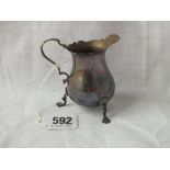 Georgian style cream jug on 3 pad feet – 3” high – B’ham 1904