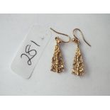 Pair 9ct Christmas tree earrings