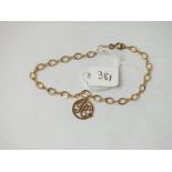 9ct link bracelet and initialled Fob – 2.8gms