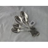 A Newcastle dessert spoon and four other spoons – 140gms