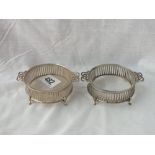 Two circular butter dishes each on four legs - B’ham 1812/13