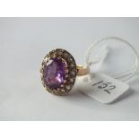 18ct large amethyst cluster dress ring – size M