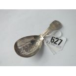 George III caddy spoon the bowl engraved with line of leaves – 1810 By JS