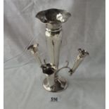 Trumpet epergne with 3 detachable flower holders – 8” high B’ham 1922