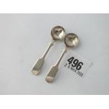 Pair of fiddle pattern salt spoons – B’ham 1899