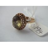 9ct stone set dress ring approx. size P - 4.9g