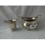 Half fluted sugar bowl – B’ham 1900 – and also a cream jug – 213gms