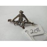 Vintage silver & paste set brooch of a seated monkey