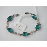 Silver green/blue stone bracelet