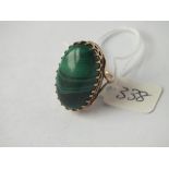 Large 9ct Malachite dress ring